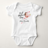 Niedlich First Mütter Day Heart Foto Baby Bodysuit Baby Strampler (Vorderseite)