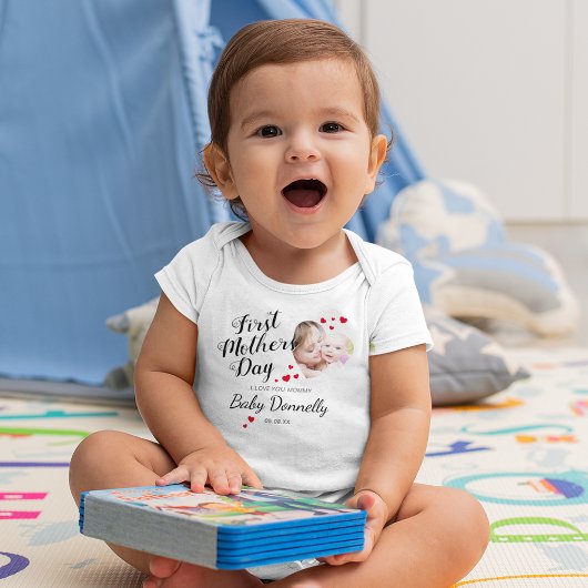 Niedlich First Mütter Day Heart Foto Baby Bodysuit Baby Strampler