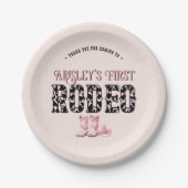 Niedlich First Rodeo Rosa Personalisiert 1. Geburt Pappteller (Vorderseite)