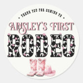 Niedlich First Rodeo Rosa Personalisiert 1. Geburt Runder Aufkleber (Vorderseite)