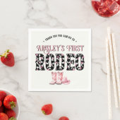 Niedlich First Rodeo Rosa Personalisiert 1. Geburt Serviette (Beispiel)