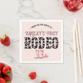 Niedlich First Rodeo Rosa Personalisiert 1. Geburt Serviette (Beispiel)