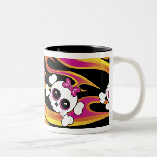 Niedlich Flaming Skulls Zweifarbige Tasse