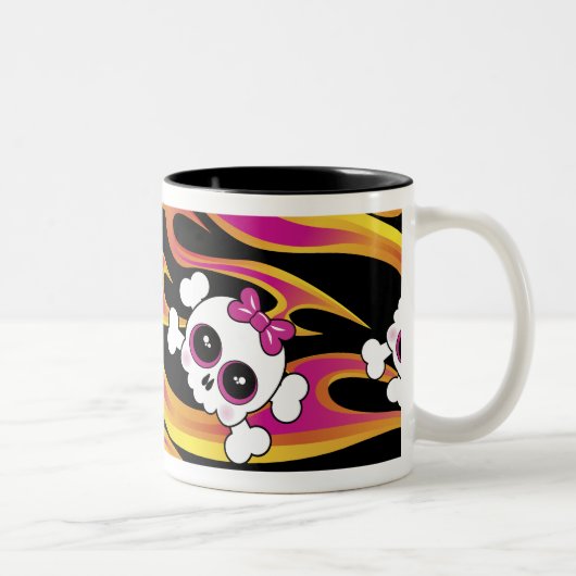 Niedlich Flaming Skulls Zweifarbige Tasse (Rechts)