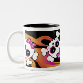 Niedlich Flaming Skulls Zweifarbige Tasse (Links)