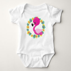 Niedlich Flamingo, Baby Flamingo, Bird, Blume Baby Strampler
