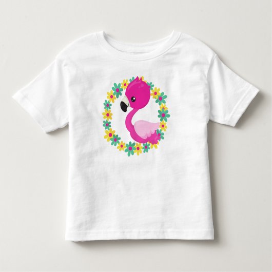 Niedlich Flamingo, Baby Flamingo, Bird, Blume Kleinkind T-shirt (Vorderseite)