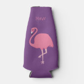 Niedlich Flamingo benutzerdefinierte Monogramm-Fla Flaschenkühler (Vorderseite)