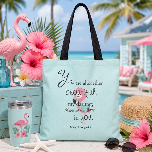 Niedlich Flamingo Bible Verse Tasche