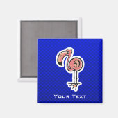 Niedlich Flamingo; blau Magnet (Vorderseite/Rückseite)