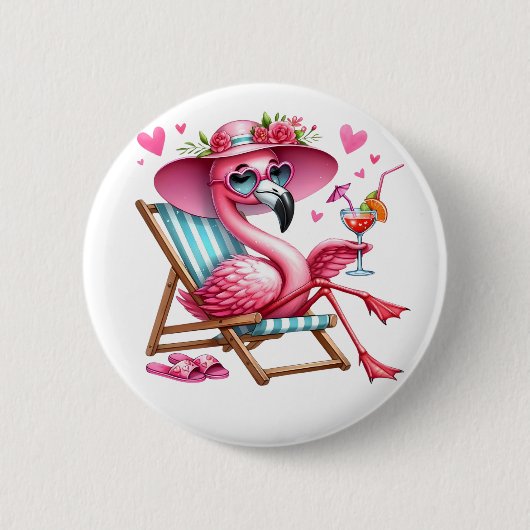 Niedlich Flamingo-Clipart Button (Vorderseite)