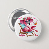Niedlich Flamingo-Clipart Button (Vorne & Hinten)