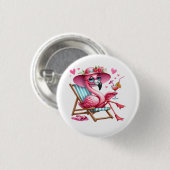 Niedlich Flamingo-Clipart Button (Vorne & Hinten)