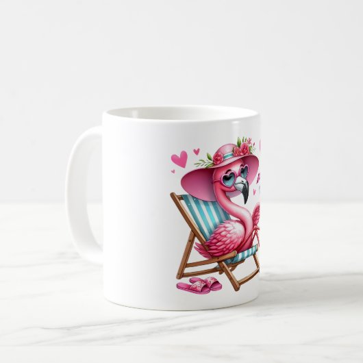 Niedlich Flamingo-Clipart Kaffeetasse (Vorderseite Links)