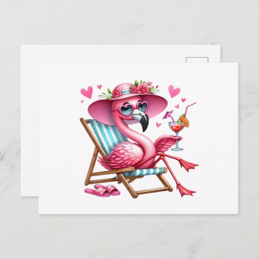 Niedlich Flamingo-Clipart Postkarte (Vorne/Hinten)