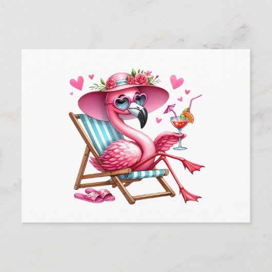 Niedlich Flamingo-Clipart Postkarte (Vorderseite)