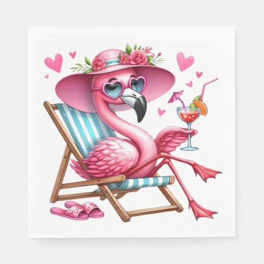 Niedlich Flamingo-Clipart Serviette (Vorderseite)