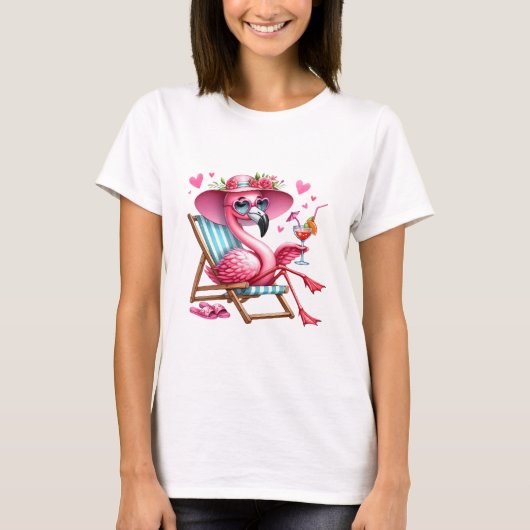 Niedlich Flamingo-Clipart T-Shirt (Vorderseite)