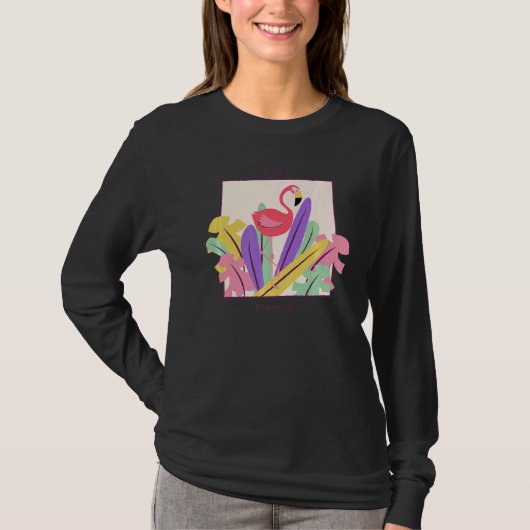 Niedlich Flamingo Flocking Graphics Apperal 2 T-Shirt (Vorderseite)