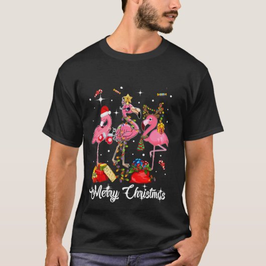 Niedlich Flamingo Frohe Weihnachtsgeschenk T - Shi T-Shirt (Vorderseite)
