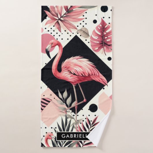 Niedlich Flamingo Geometric Badehandtuch (Badehandtuch)