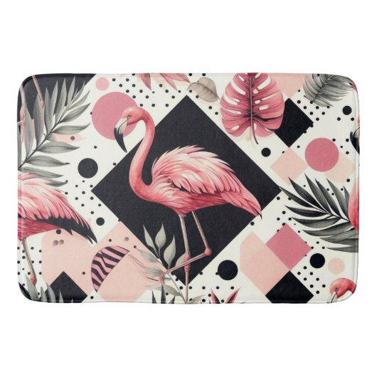 Niedlich Flamingo Geometric Badematte (Vorderseite)