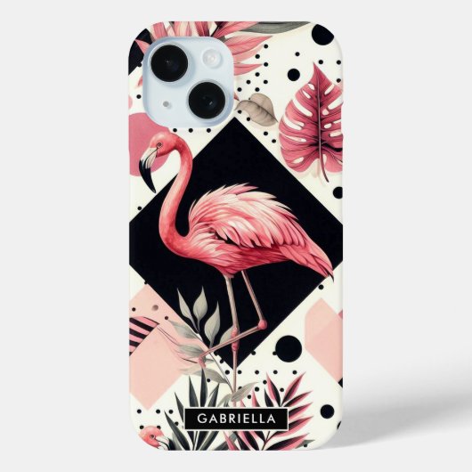 Niedlich Flamingo Geometric Case-Mate iPhone Hülle (Rückseite)