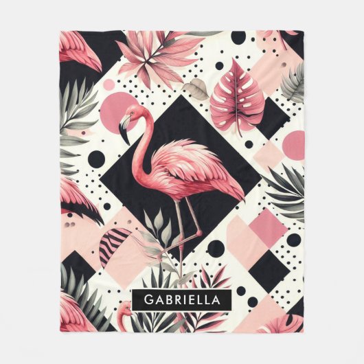 Niedlich Flamingo Geometric Fleecedecke (Vorderseite)