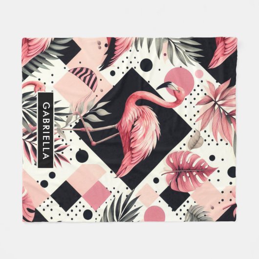 Niedlich Flamingo Geometric Fleecedecke (Vorderseite (Horizontal))