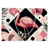 Niedlich Flamingo Geometric Große Geschenktüte (Rückseite)