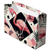 Niedlich Flamingo Geometric Große Geschenktüte (Vorderseite Schrägansicht)