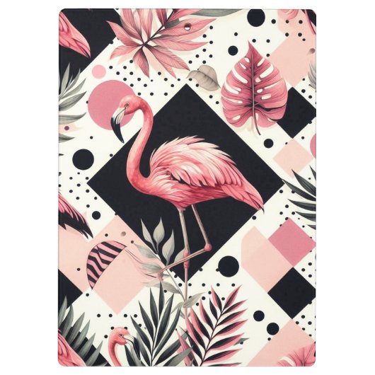 Niedlich Flamingo Geometric Klemmbrett (Rückseite)