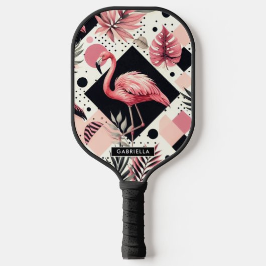 Niedlich Flamingo Geometric Pickleball Schläger (Vorderseite)