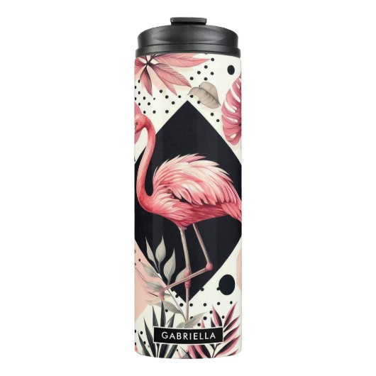 Niedlich Flamingo Geometric Thermosbecher (Vorderseite)