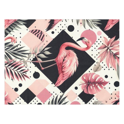 Niedlich Flamingo Geometric Tischdecke (Vorderseite (Horizontal))