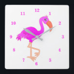 Niedlich Flamingo - glücklich Quadratische Wanduhr<br><div class="desc">Niedlich Flamingo - Happy - Wählen Sie / fügen Sie Ihre Lieblings-Hintergrundfarben!</div>