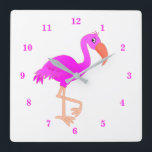 Niedlich Flamingo - glücklich Quadratische Wanduhr<br><div class="desc">Niedlich Flamingo - Happy - Wählen Sie / fügen Sie Ihre Lieblings-Hintergrundfarben!</div>