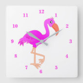 Niedlich Flamingo - glücklich Quadratische Wanduhr (Vorderseite)