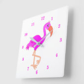 Niedlich Flamingo - glücklich Quadratische Wanduhr (Winkel)