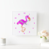 Niedlich Flamingo - glücklich Quadratische Wanduhr (Zuhause)