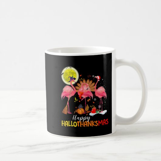 Niedlich Flamingo Hallo Thanksmas Happy Halloween Kaffeetasse (Rechts)