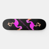 Niedlich Flamingo - Happy - Fügen Sie Ihren Text / Skateboard (Horizontal)