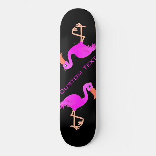 Niedlich Flamingo - Happy - Fügen Sie Ihren Text / Skateboard (Vorderseite)