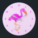 Niedlich Flamingo - Happy - Große Wanduhr<br><div class="desc">Niedlich Flamingo - Happy - Wählen Sie / fügen Sie Ihre Lieblings-Hintergrundfarben!</div>