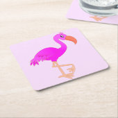 Niedlich Flamingo - Happy Rechteckiger Pappuntersetzer (angewinkelt)