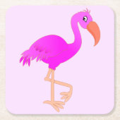 Niedlich Flamingo - Happy Rechteckiger Pappuntersetzer (Vorderseite)