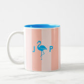 Niedlich Flamingo | Monogramm-Initialen Minimalist Zweifarbige Tasse (Links)