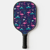 Niedlich Flamingo Nahtloses Muster Pickleball Schläger (Rückseite)