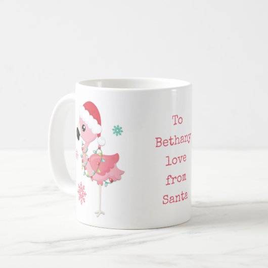 Niedlich Flamingo Snowflakes Kindername Liebe Sant Kaffeetasse (Vorderseite Links)