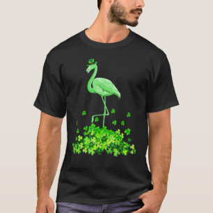 Niedlich Flamingo St Patricks Day Kleeblatt Funny  T-Shirt
